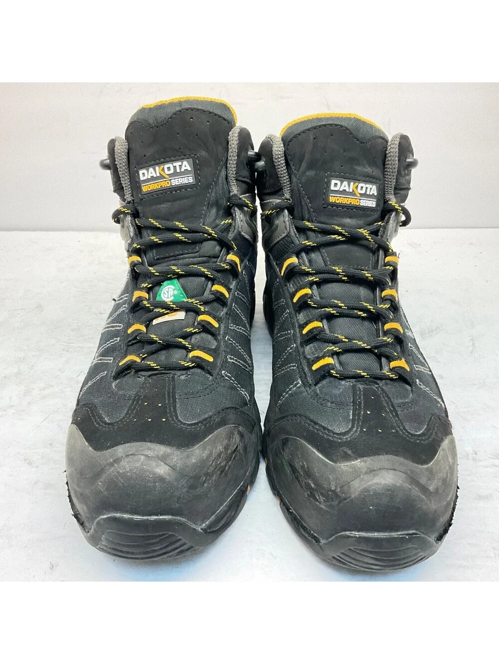 DAKOTA Men's Mid-Cut Quad Comfort Steel Toe CP Work Safety Boot Black Size 10W/L